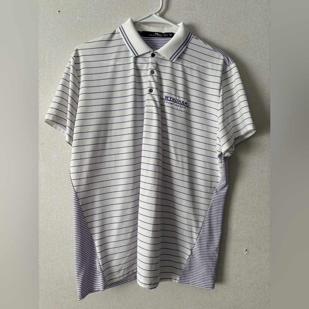 RLX Woman’s | White and Purple Wyndham championship Striped Polo Shirt | Size XL